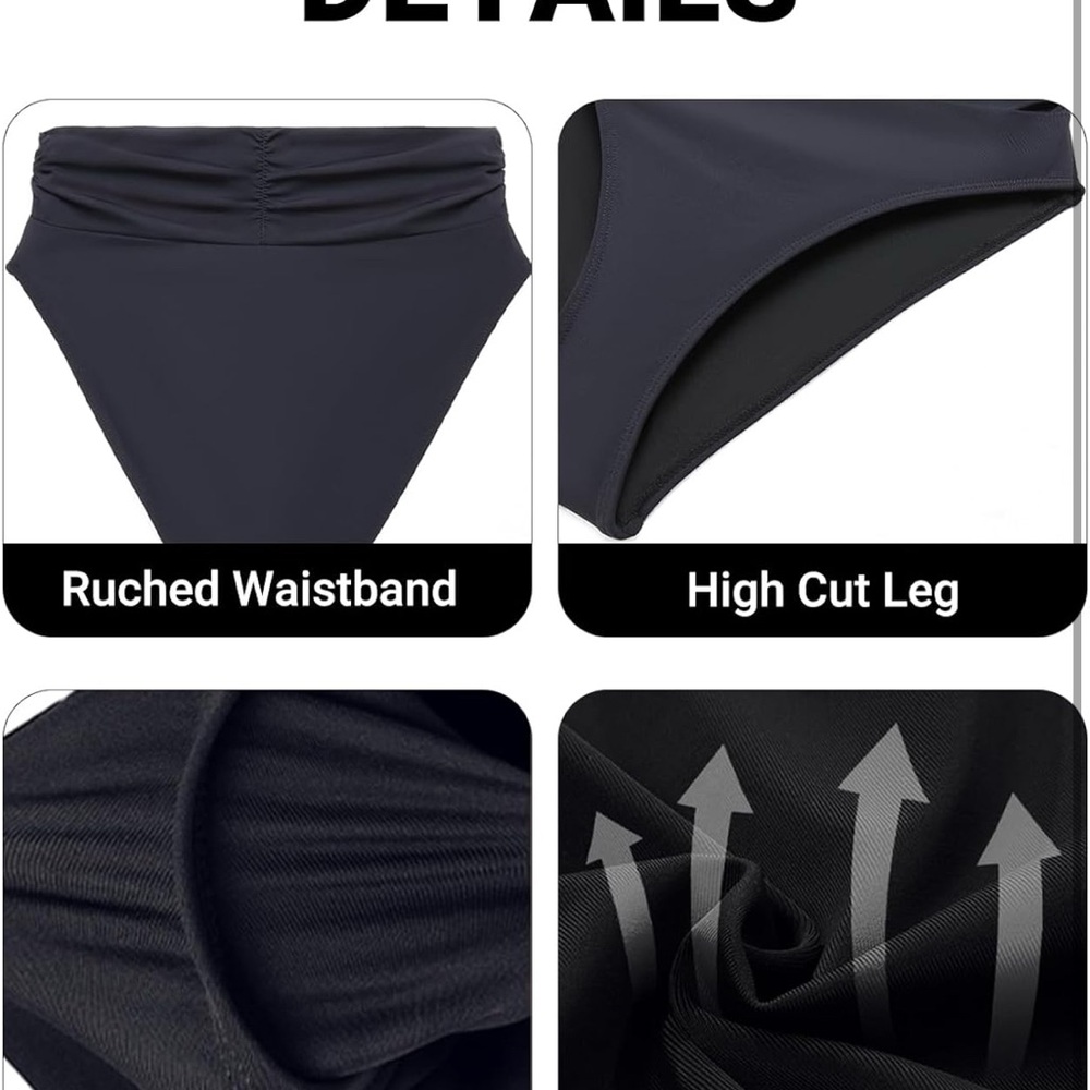Holipick Women High Waisted Bikini Bottoms Tummy Control Swimsuit M - Picture 4 of 6